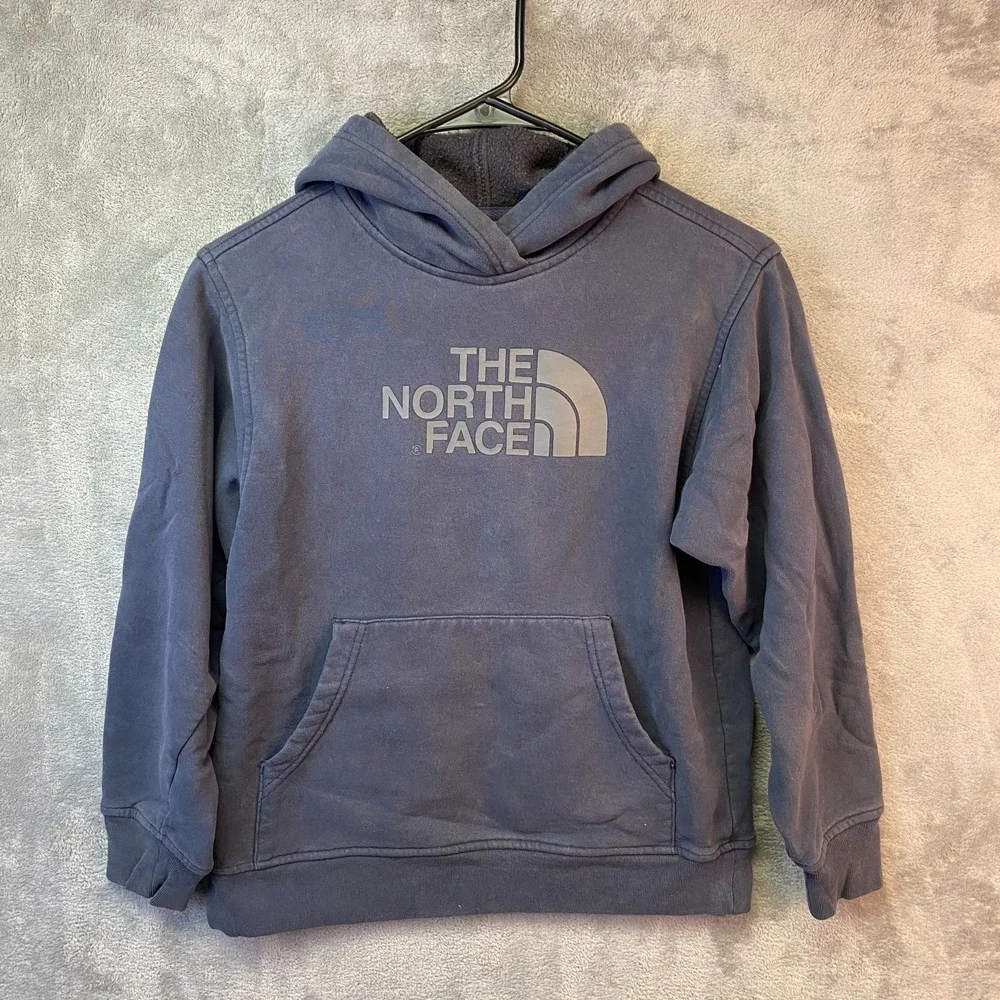 The North Face Boys Hoodie Size M 10/12 Navy Pullover Logo
